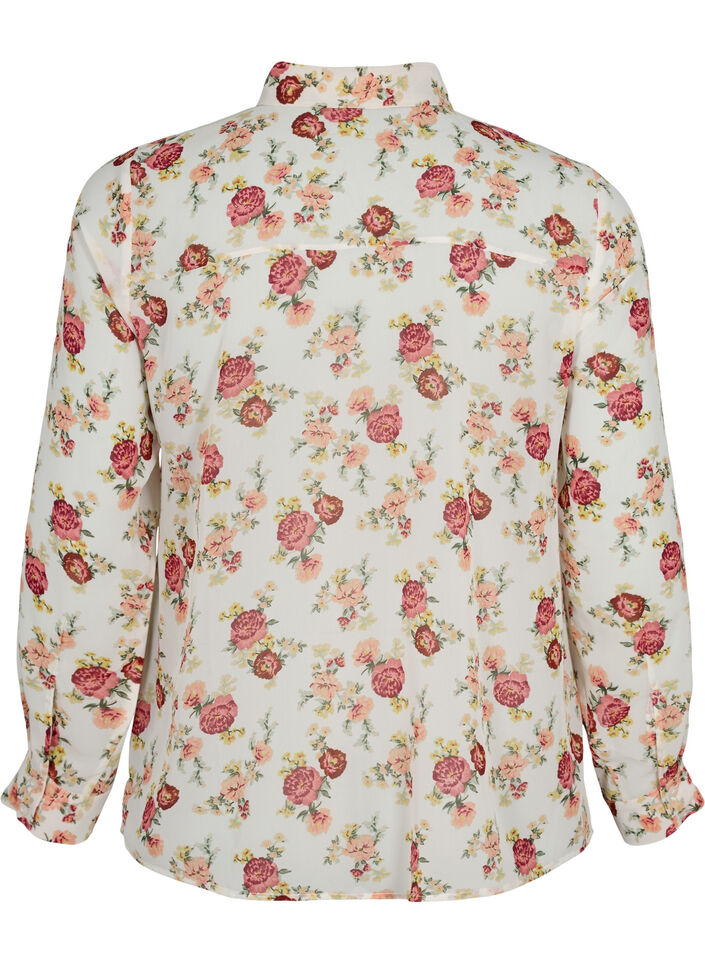 FLASH - Shirt met lange mouwen en bloemenprint, Off White Flower, Packshot image number 1