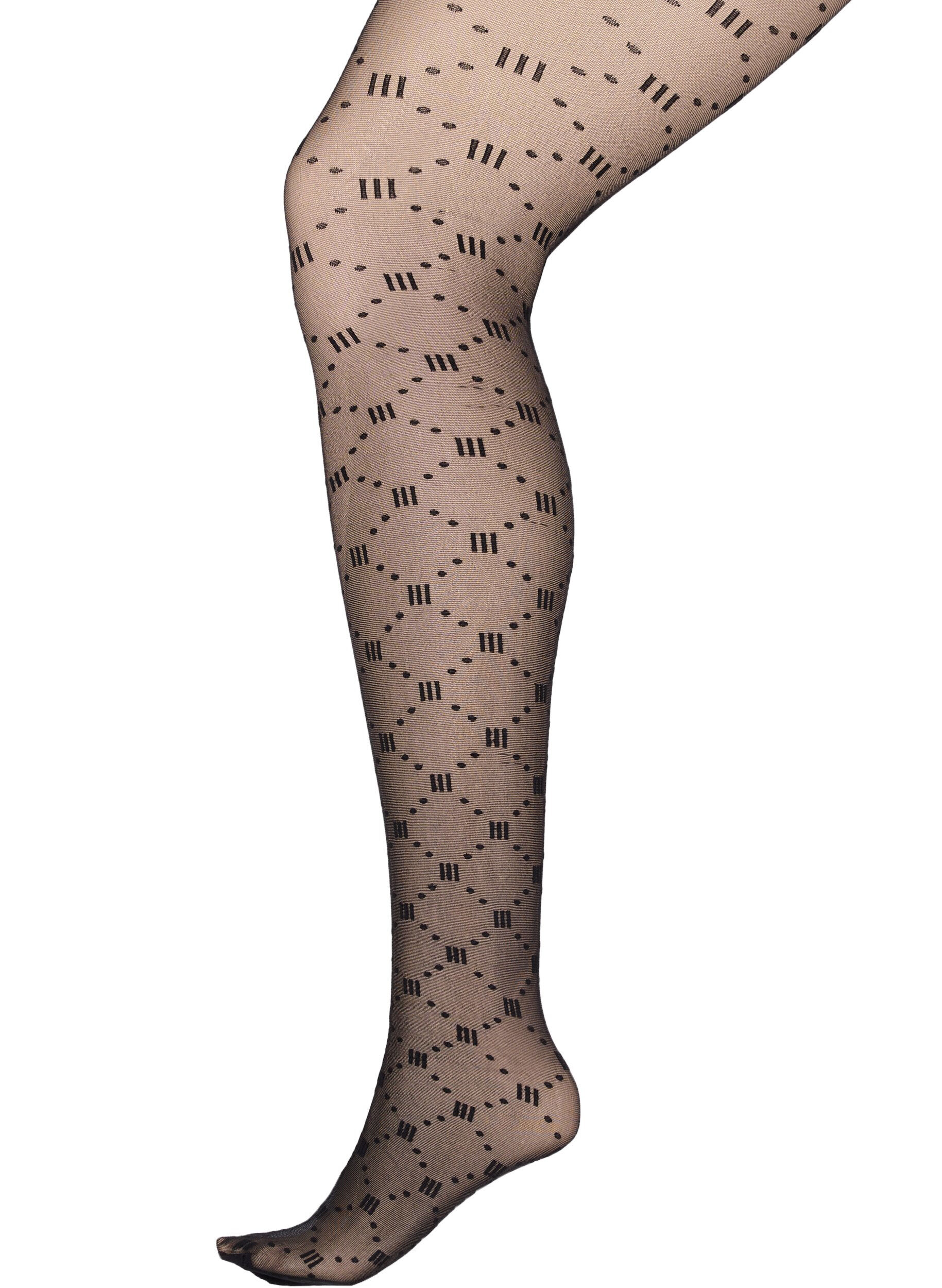 Zizzi Collants &agrave; motifs en 20 deniers, Black, Packshot image number 0