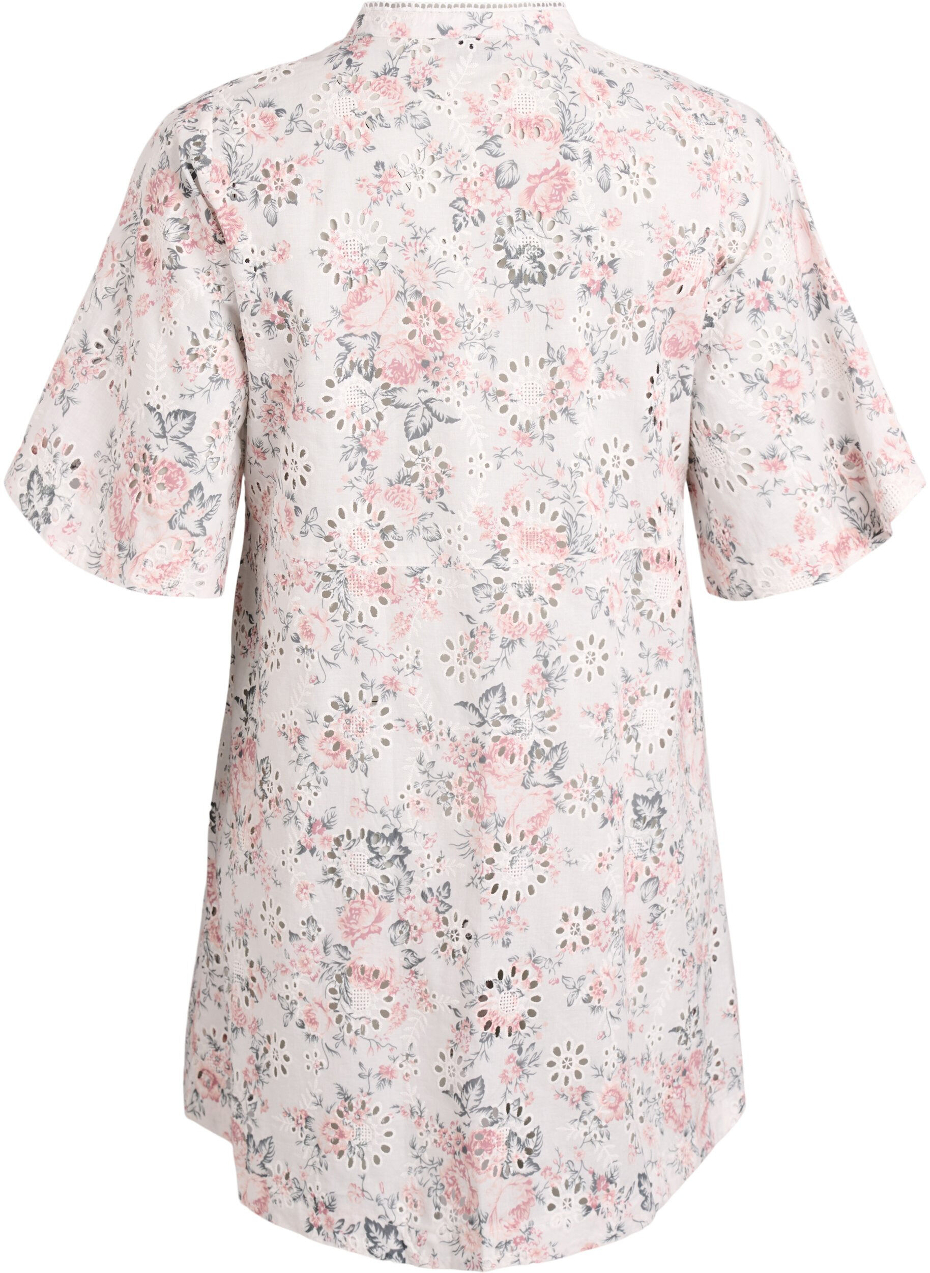 ZizziRobe en coton &agrave; imprim&eacute; floral et broderie anglaise, Vanille, Packshot image number 1