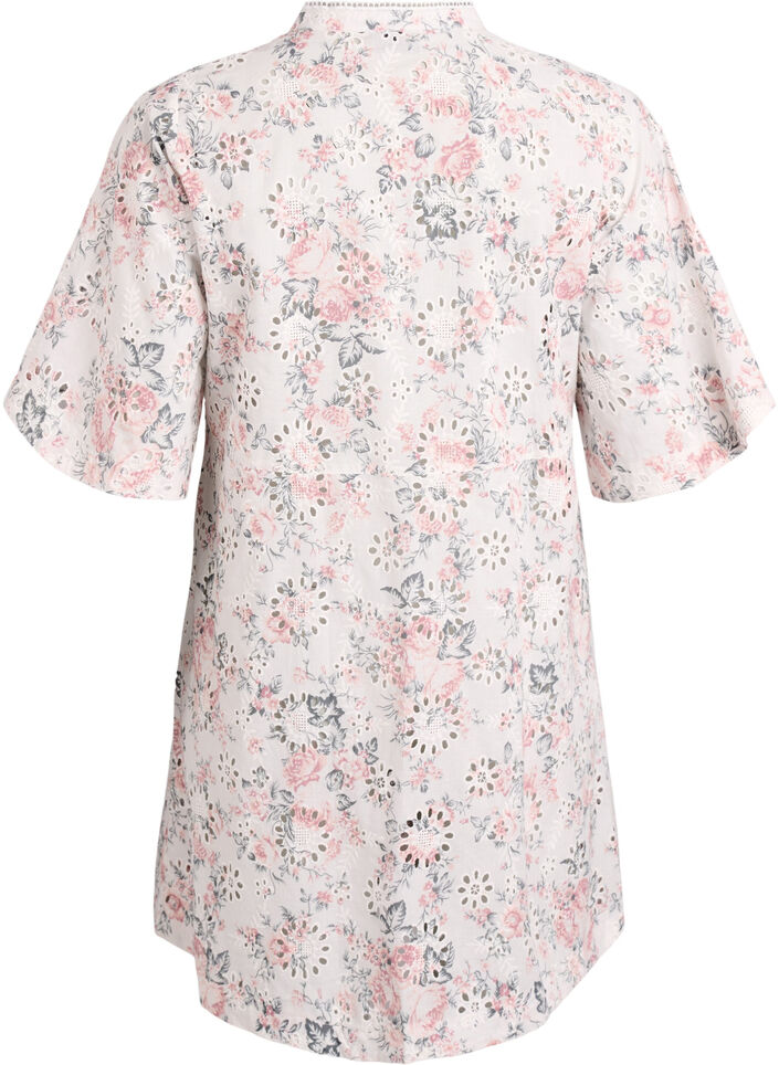 Robe en coton &agrave; imprim&eacute; floral et broderie anglaise, Vanille, Packshot image number 1