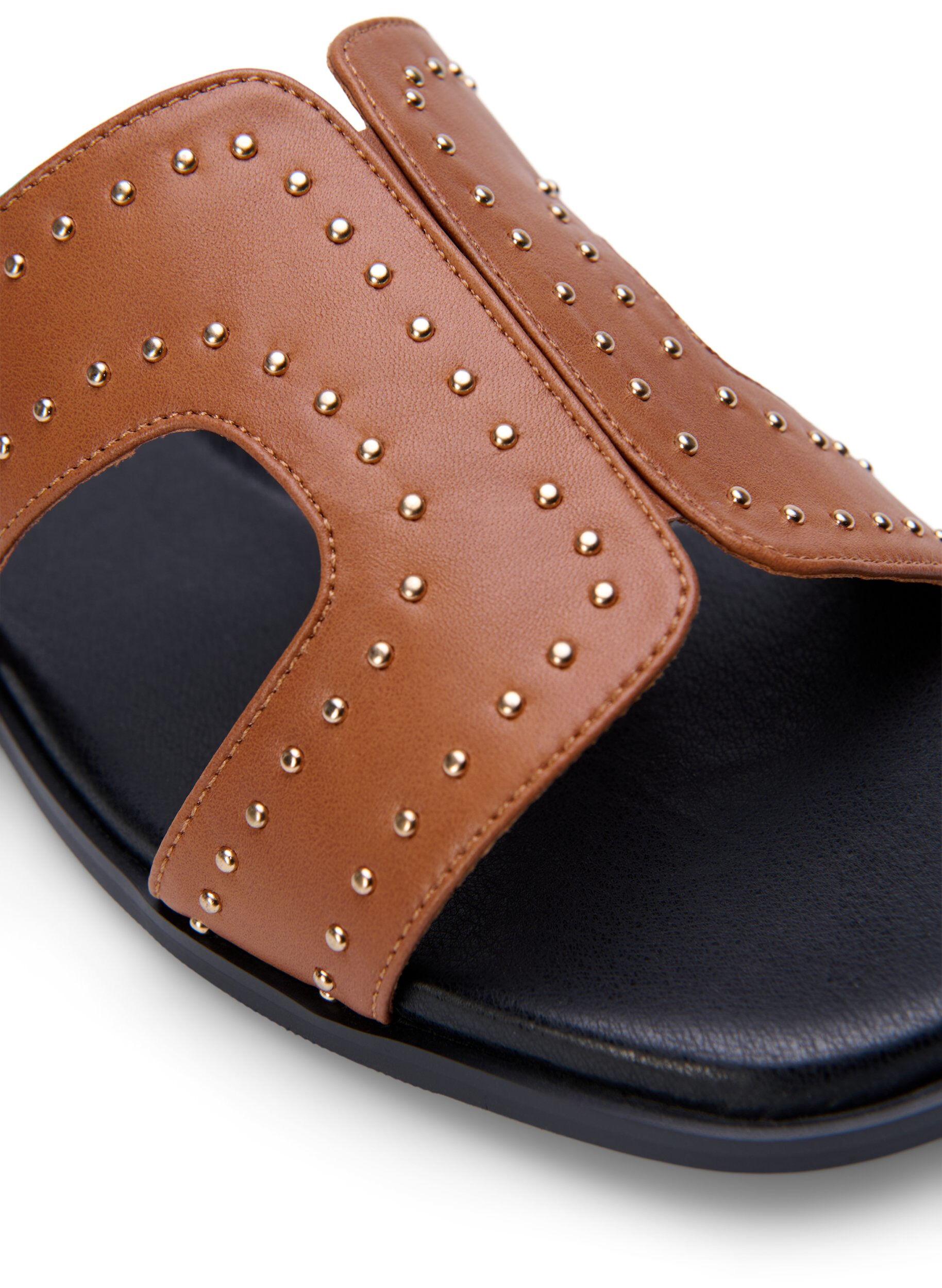 ZizziWide fit - Platte sandalen met studs, Bruin, Packshot image number 3