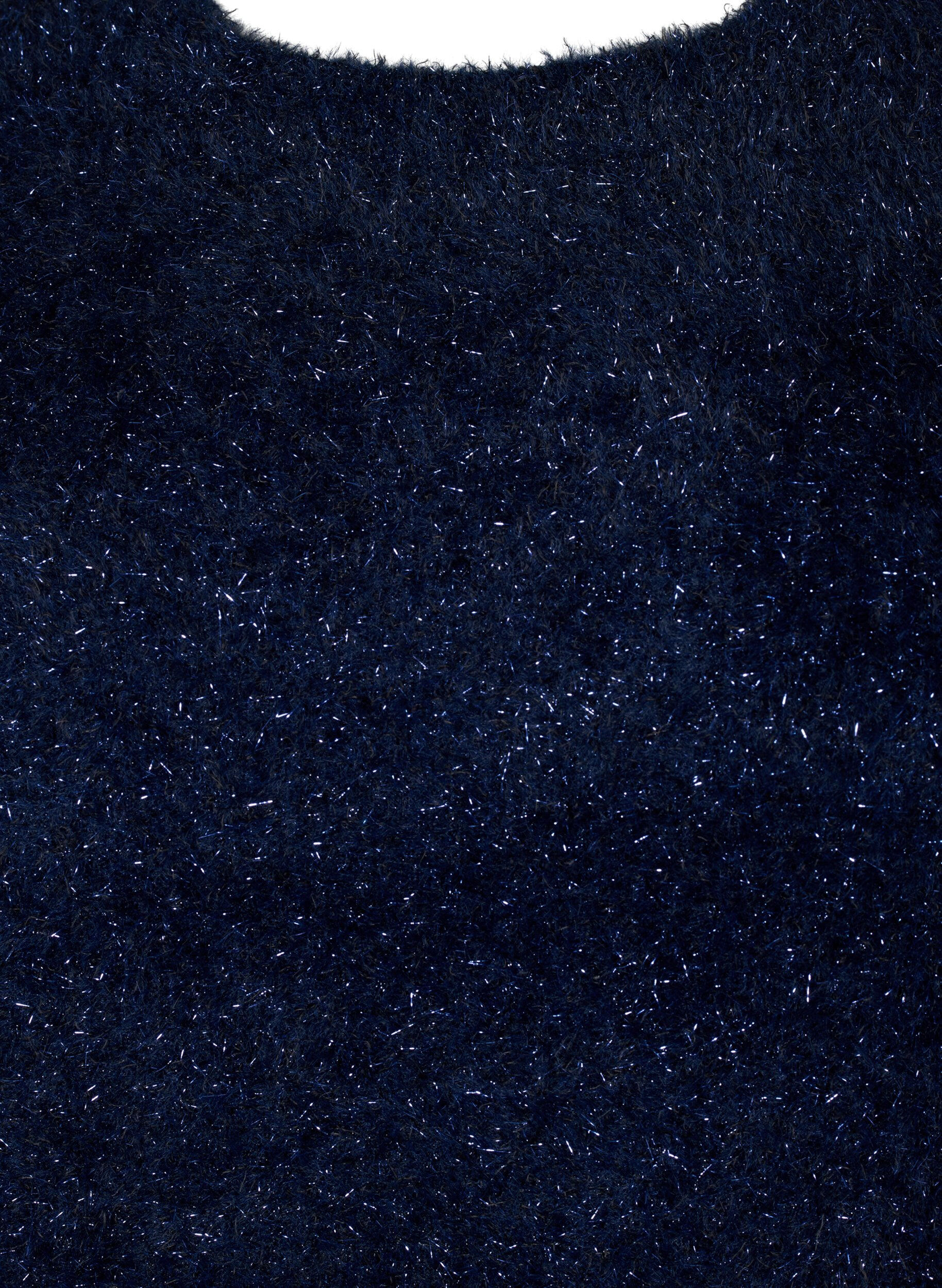 Zizzi Chemisier en maille avec fil &agrave; paillettes, Bleu, Packshot image number 2