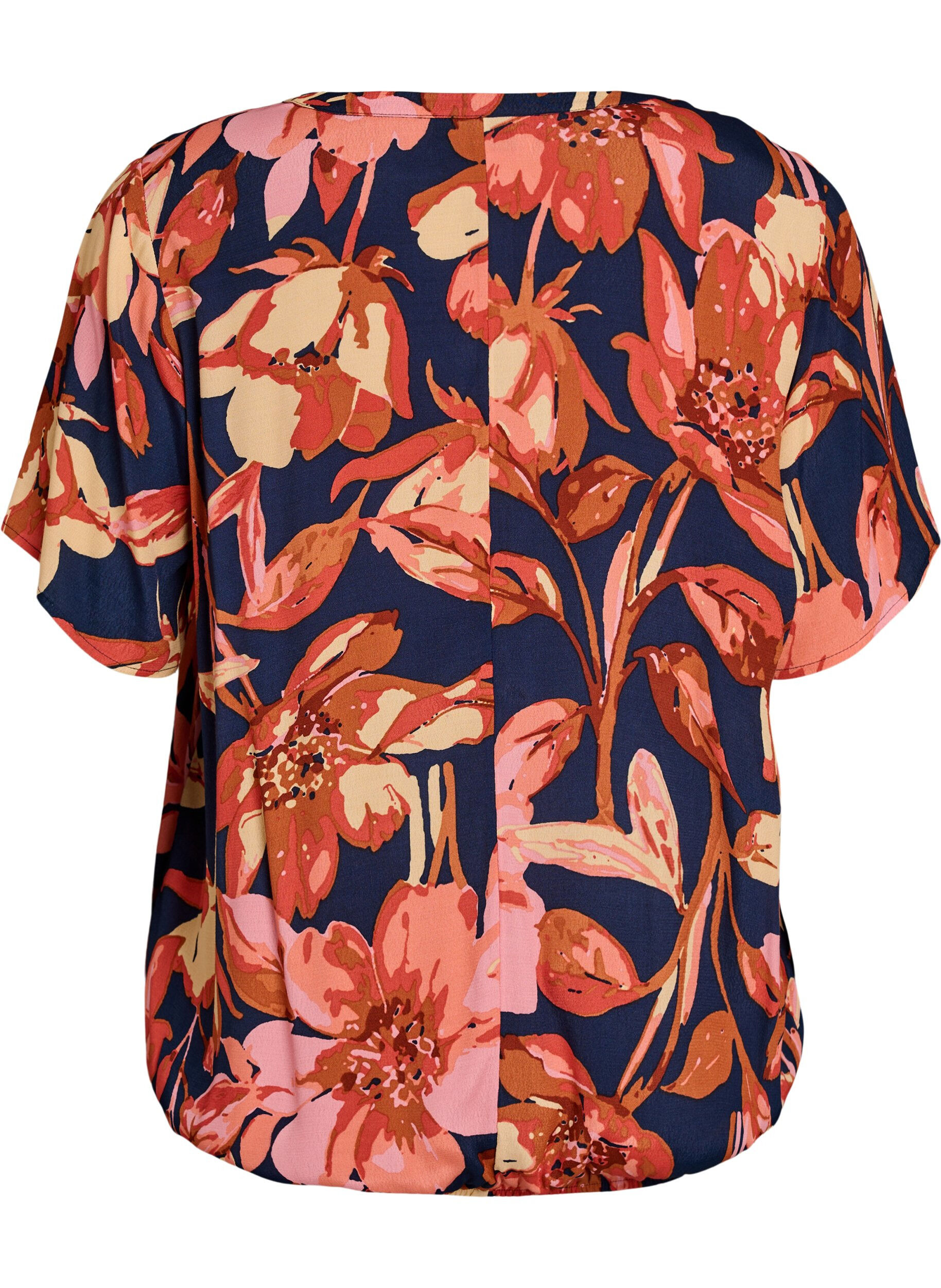 Zizzi Blouse en viscose &agrave; imprim&eacute; floral et manches courtes, 9990, Packshot image number 1