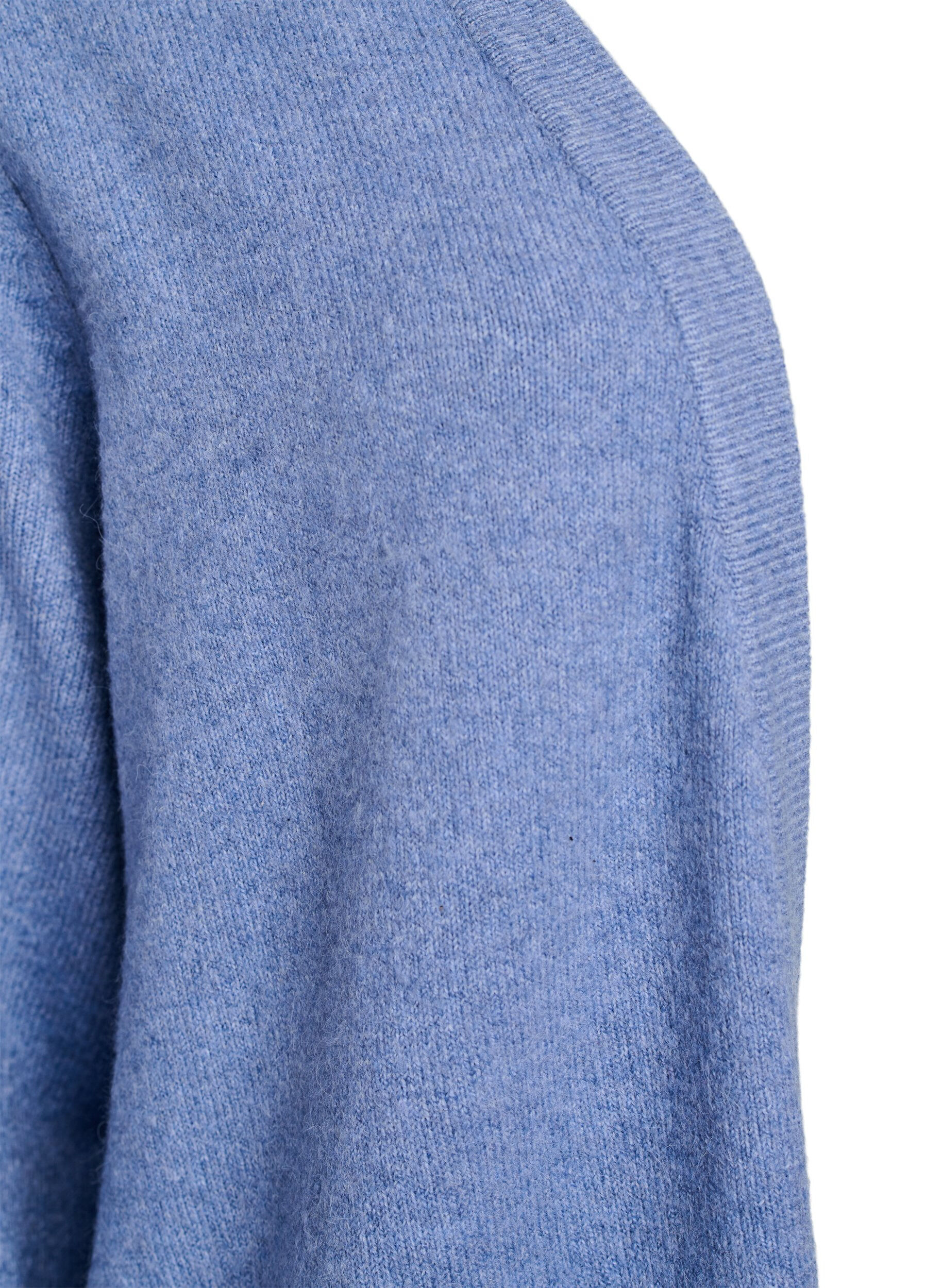 ZizziGeribd gebreid vest met zakken, Blauw, Packshot image number 2