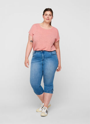 T-shirt chiné en coton, Faded Rose melange, Model image number 2