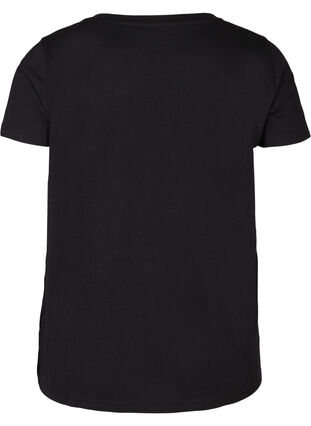 Katoenen t-shirt met korte mouwen en print, Black w. Silver, Packshot image number 1
