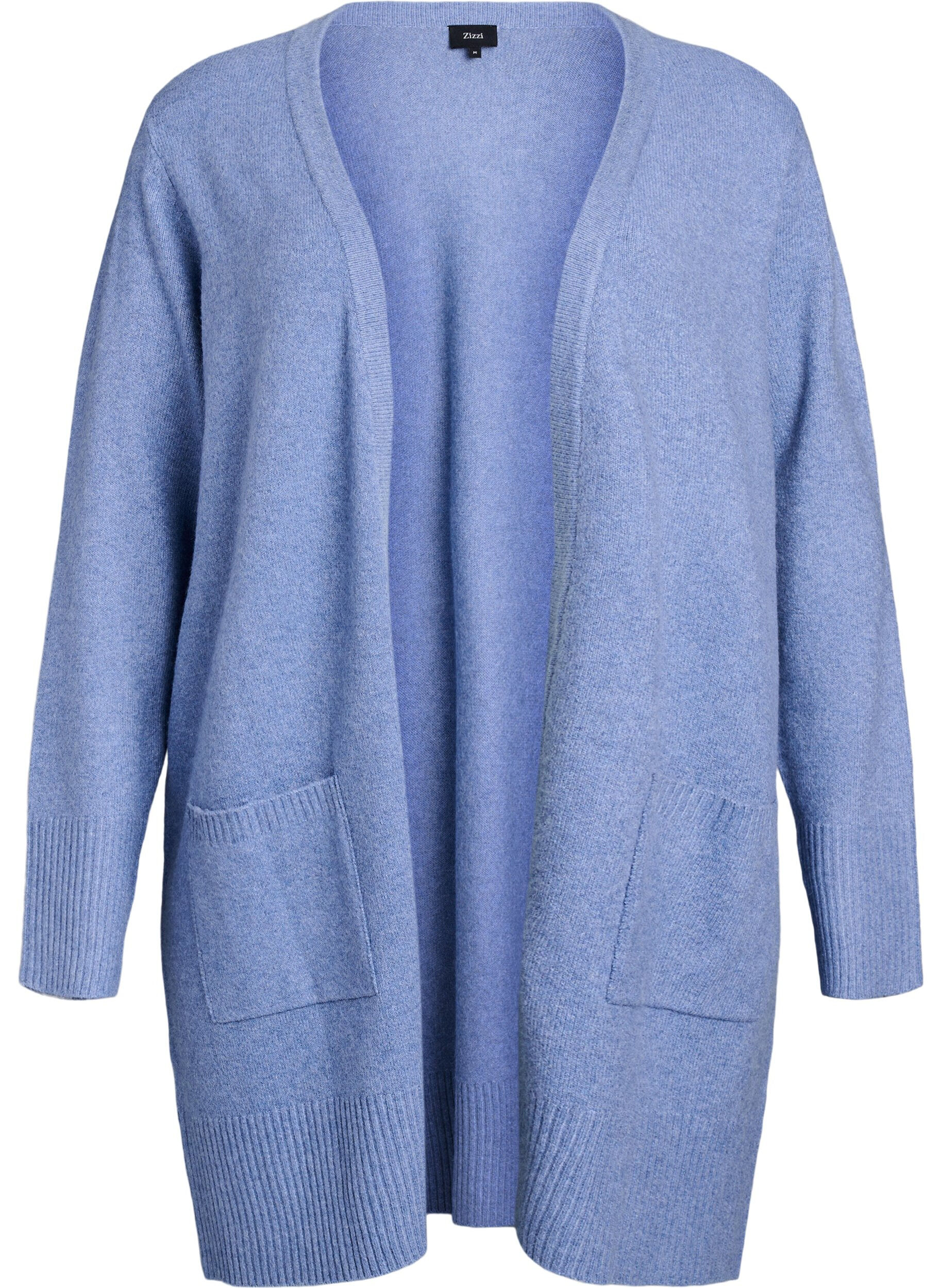 ZizziGeribd gebreid vest met zakken, Blauw, Packshot image number 0