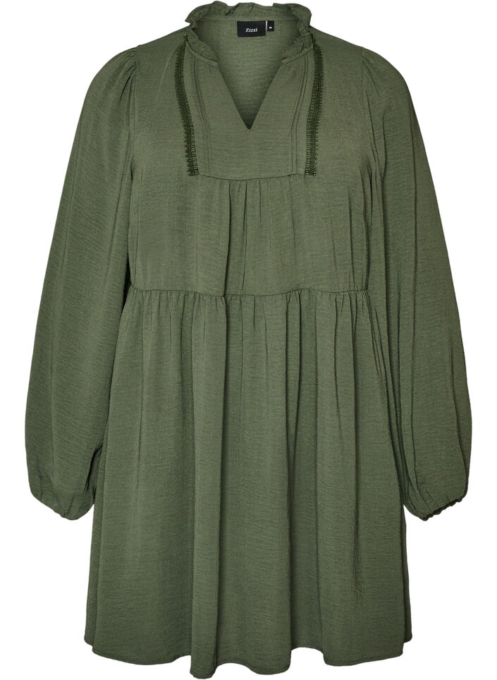 Robe coupe &eacute;vas&eacute;e avec une taille empire, Vert, Packshot image number 0