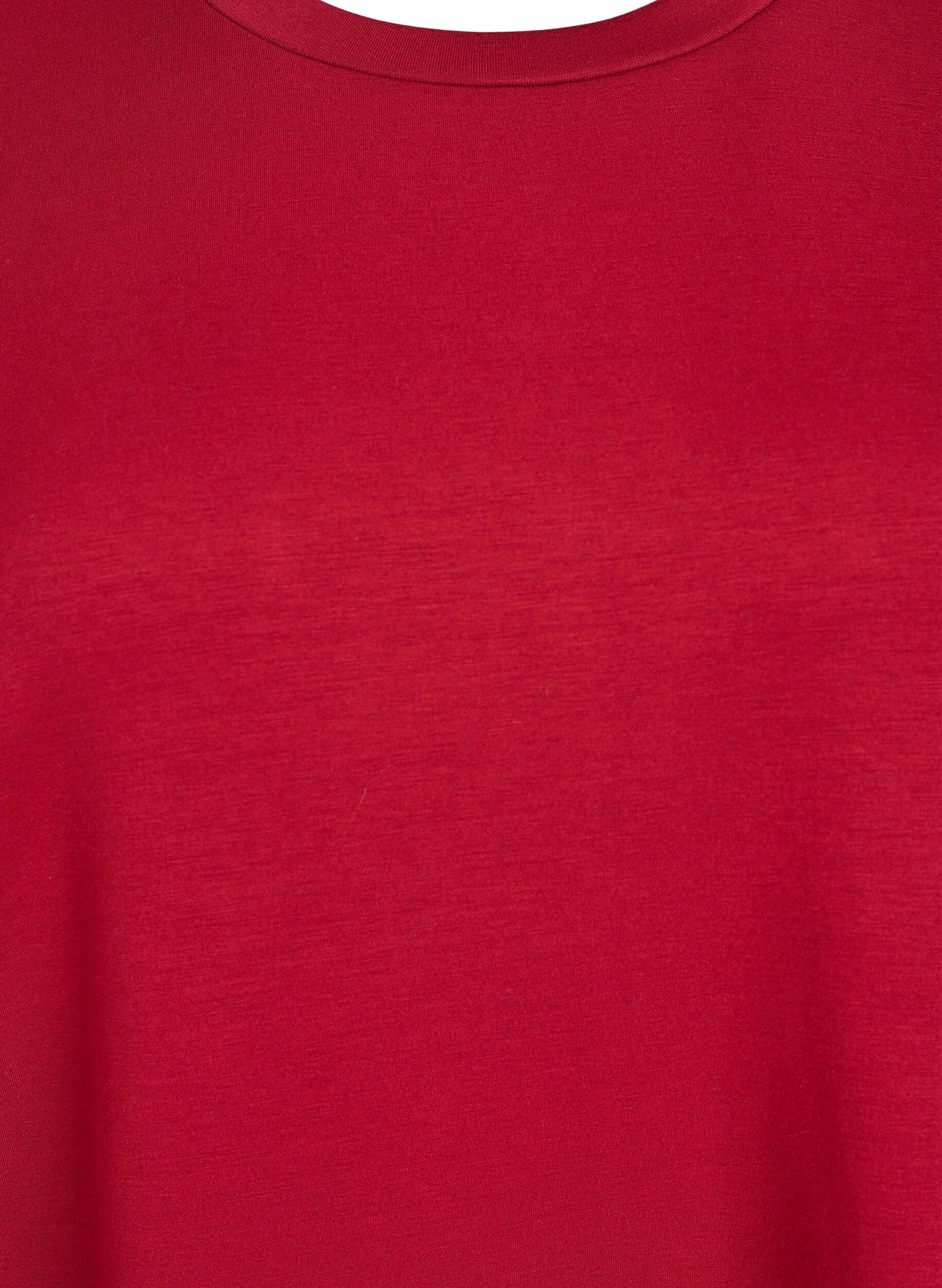 ZizziT-shirtjurk van jersey met zijsplitten, Rood, Packshot image number 2