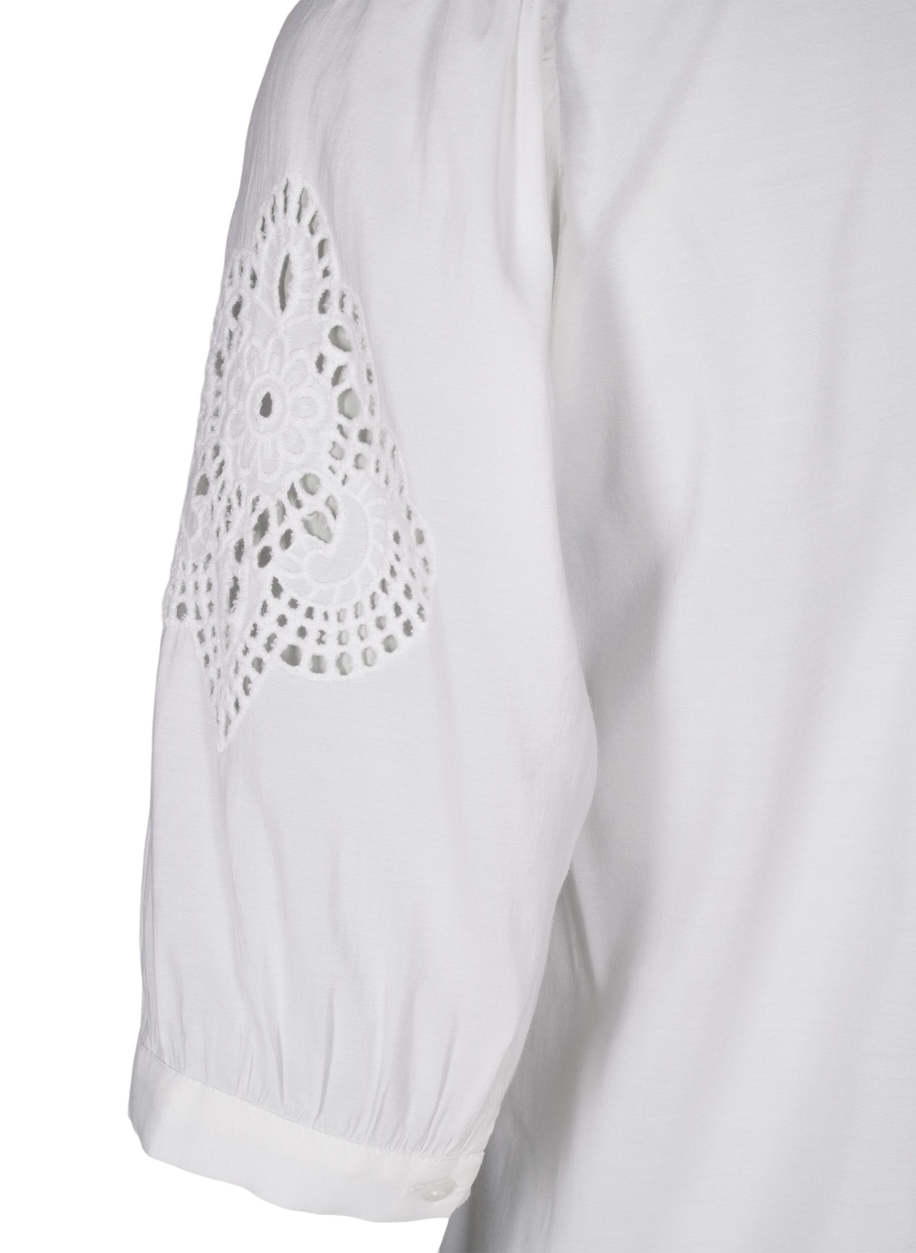 ZizziOverhemdblouse met ruches en broderie anglaise, Wit, Packshot image number 3