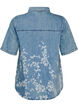 Chemise en jean &agrave; imprim&eacute; floral et manches courtes, Bleu Clair, Packshot image number 1