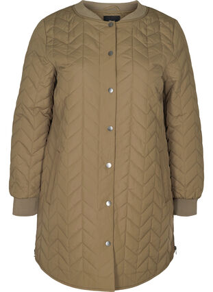 Lange gewatteerde jas met knoopsluiting, Bungee Cord, Packshot image number 0