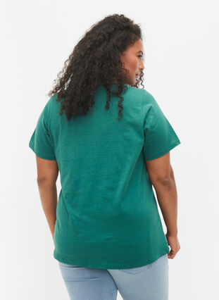 Lot de 2 T-shirt basiques en coton, Antique Green/Black, Model image number 1
