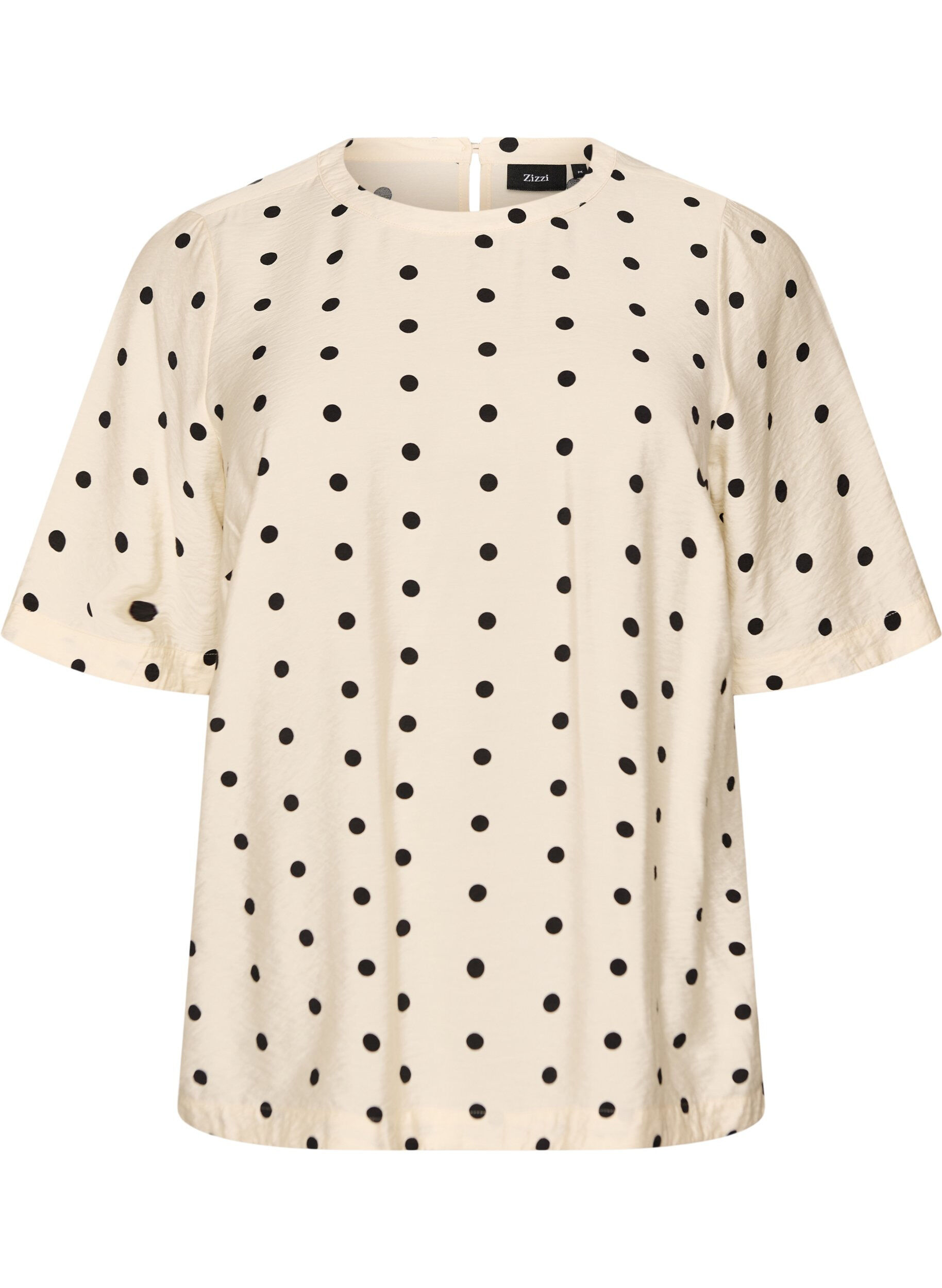 Blouse en viscose &agrave; pois et manches courtes