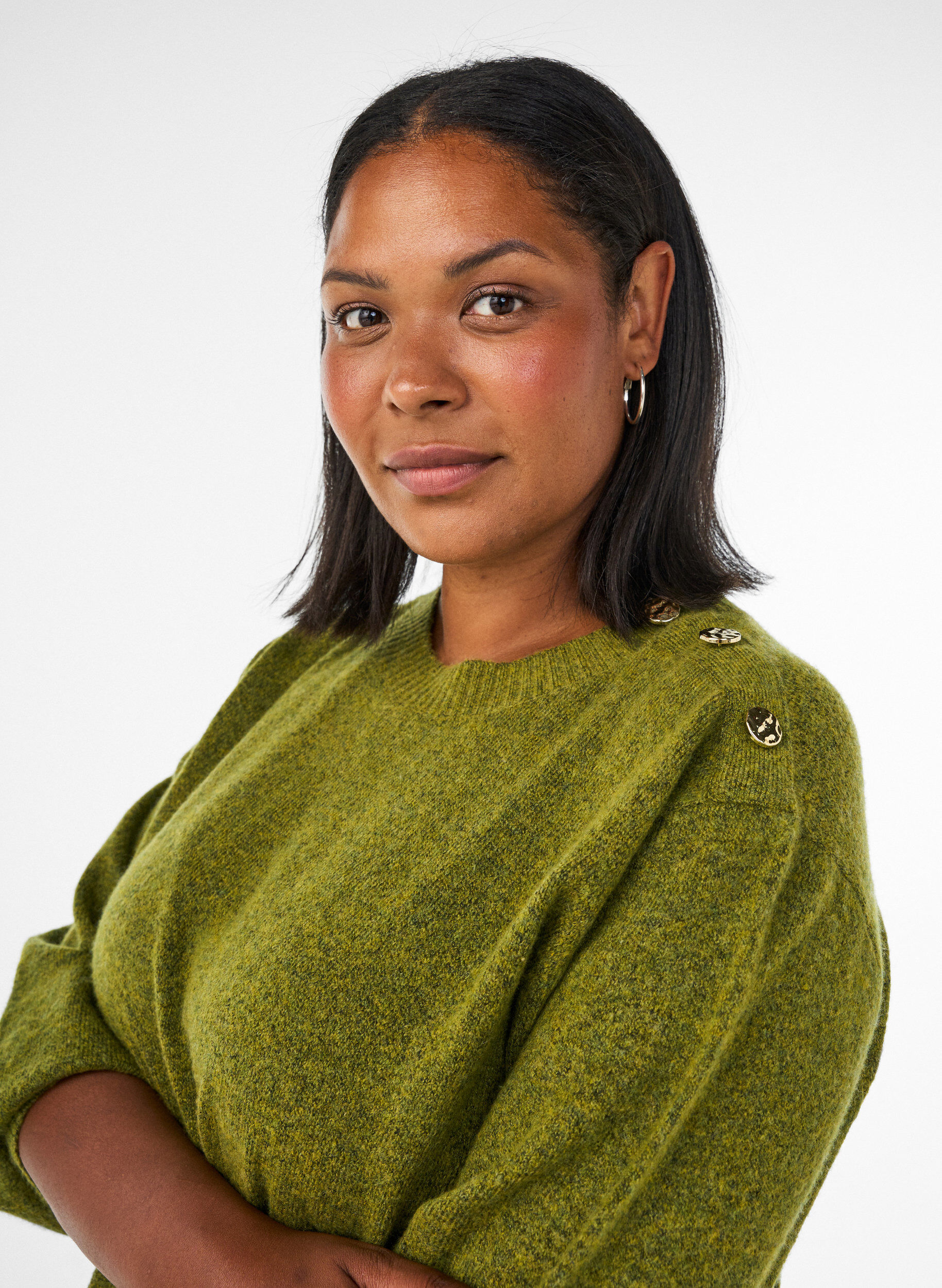 ZizziBreisel blouse met knoopdetail, Groen, Model image number 3