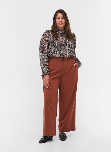 Pantalon classique avec des poches et fermeture boutonnée, Tortoise Shell, Model image number 0