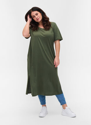 Katoenen t-shirt jurk met 2/4 mouwen, Thyme, Model image number 2