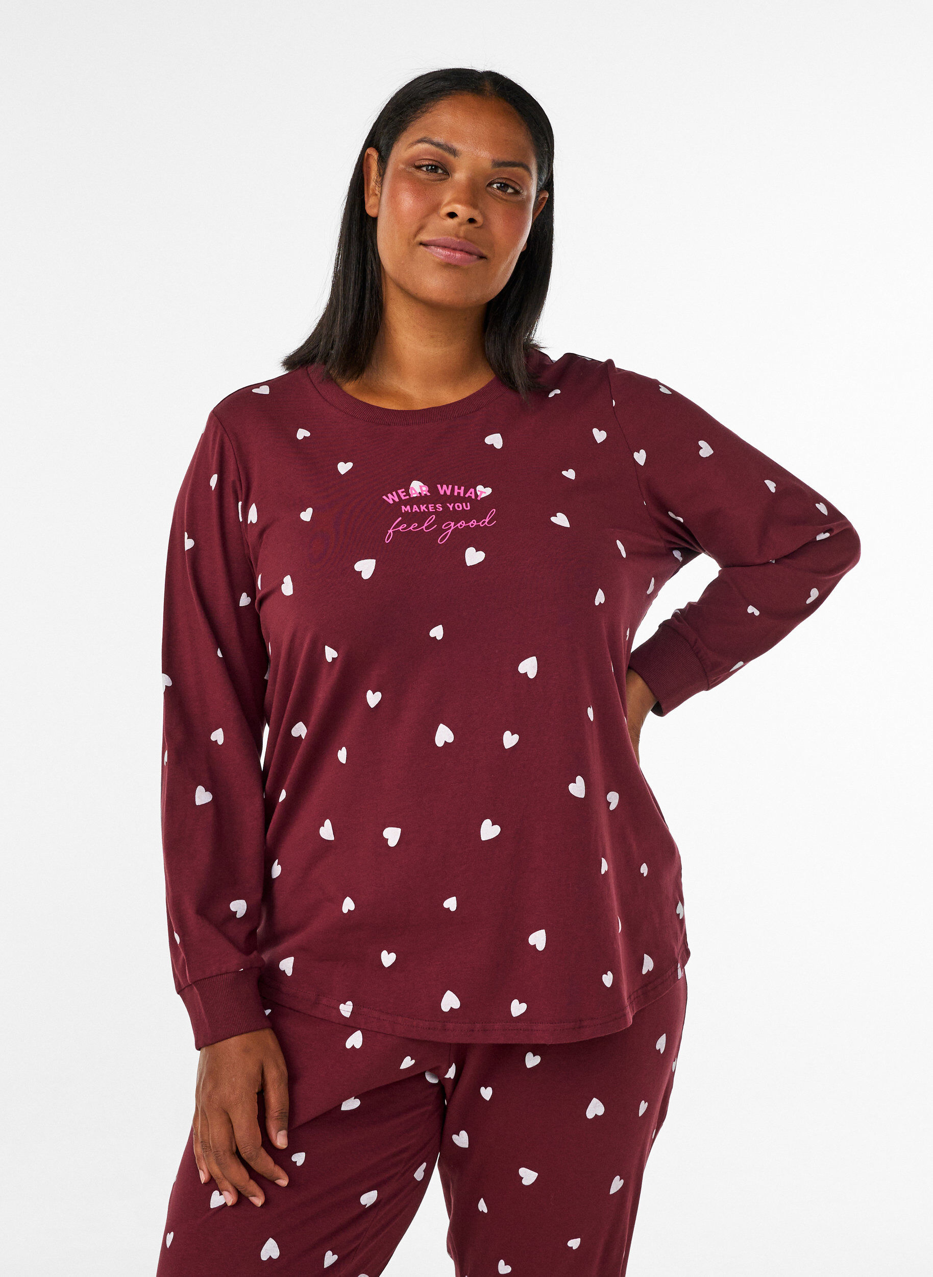 ZizziNachtblouse met een print, Rood, Model image number 0