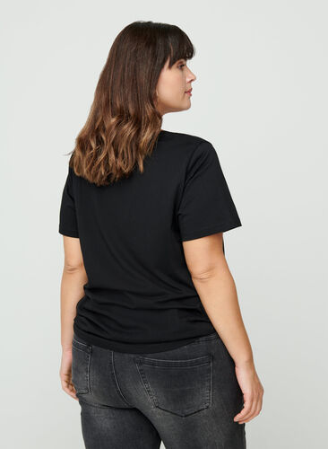 T-shirt met korte en print, Black, Model image number 1