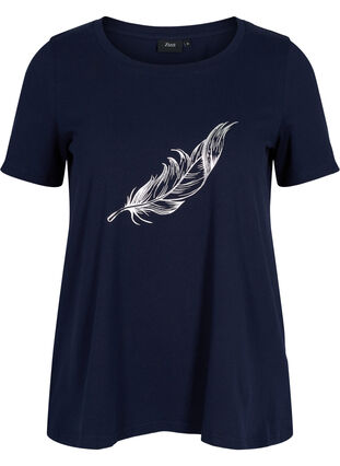 Katoenen t-shirt met korte mouwen en print, Night Sky w. silver , Packshot image number 0