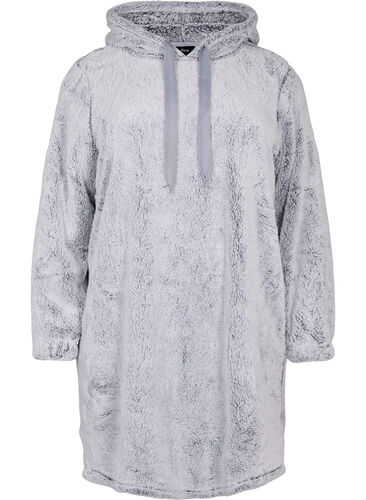Chemise de nuit douce avec capuche, Light Grey Melange, Packshot image number 0