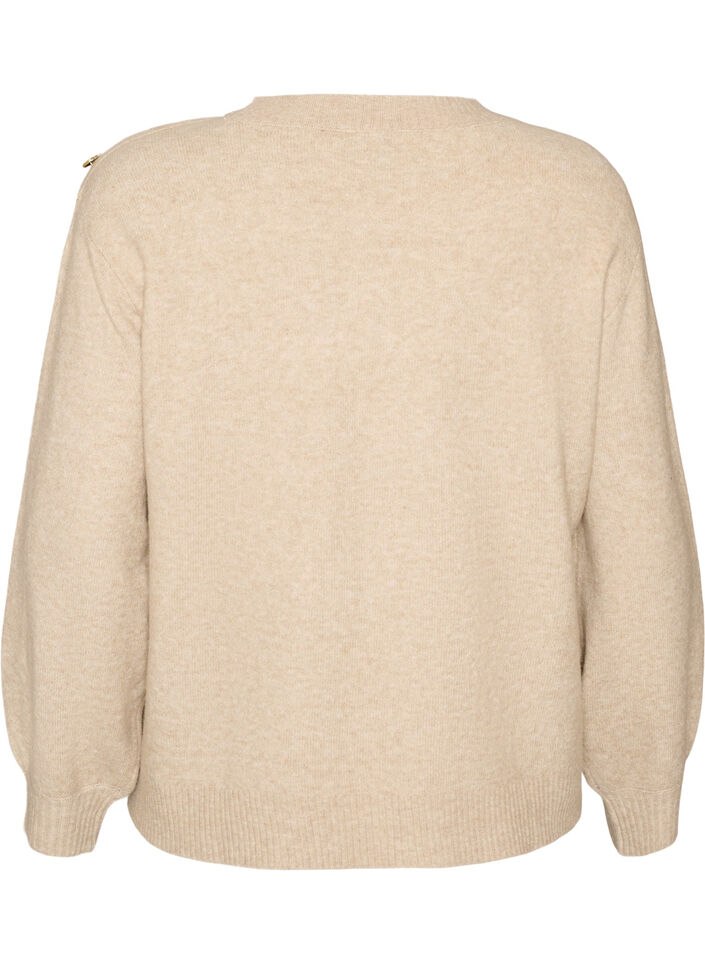 Chemisier en maille avec boutons d&eacute;coratifs, Beige, Packshot image number 1