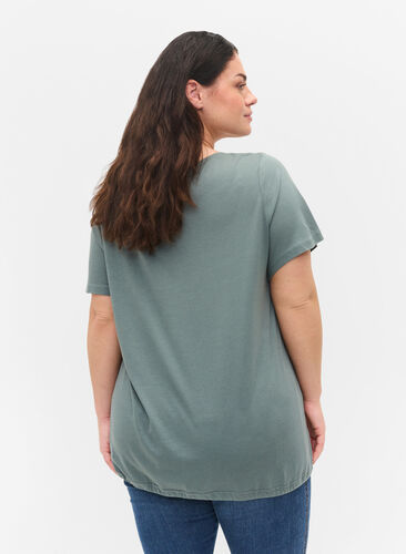 T-shirt met korte mouwen en verstelbare onderkant, Balsam Green, Model image number 1