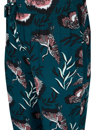 Pantalon de pyjama en viscose fleuri, Deep Teal Flower, Packshot image number 2