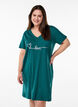 Chemise de nuit en coton biologique et &agrave; col en V, Vert fonc&eacute;, Model image number 0