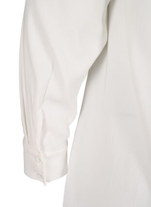 Lange blouse in effen kleur met borstzak, Warm Off-white, Packshot image number 3