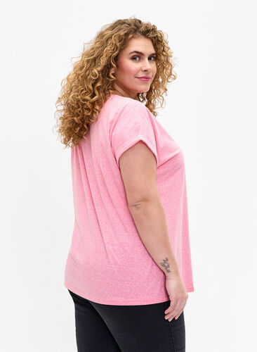 T-shirt mélangé à manches courtes, Strawberry Pink Mel., Model image number 1