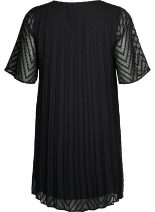 Robe plissée à manches courtes, Black, Packshot image number 1