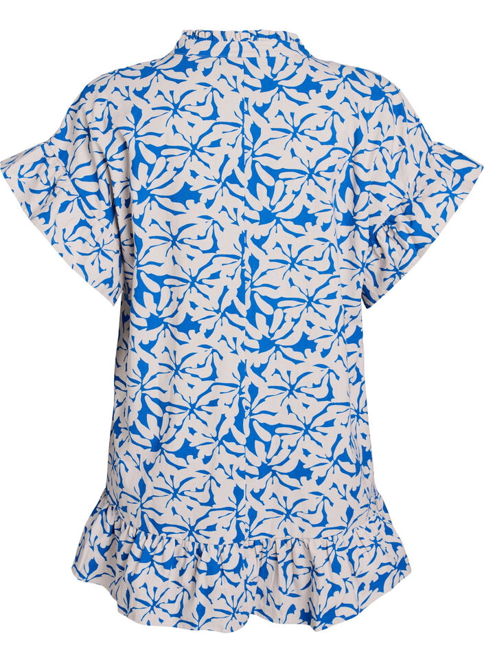 Tunic met V-hals en ruchesdetails, Blauw, Packshot image number 1