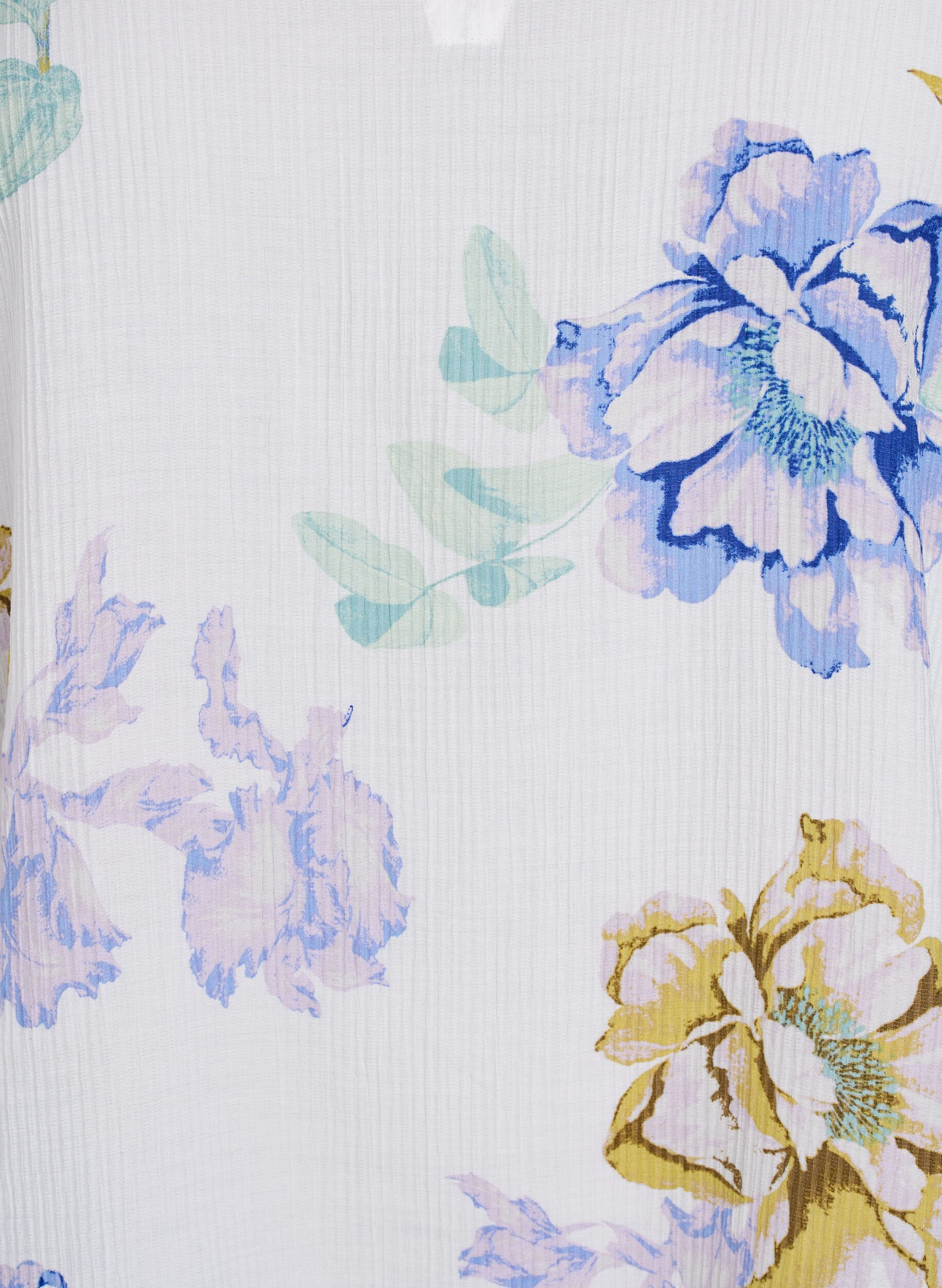ZizziPliss&eacute; blouse met lange mouwen en bloemenprint, Wit, Packshot image number 2