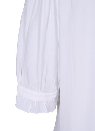 Viscose blouse met 3/4 mouwen en ruches, Bright White, Packshot image number 3
