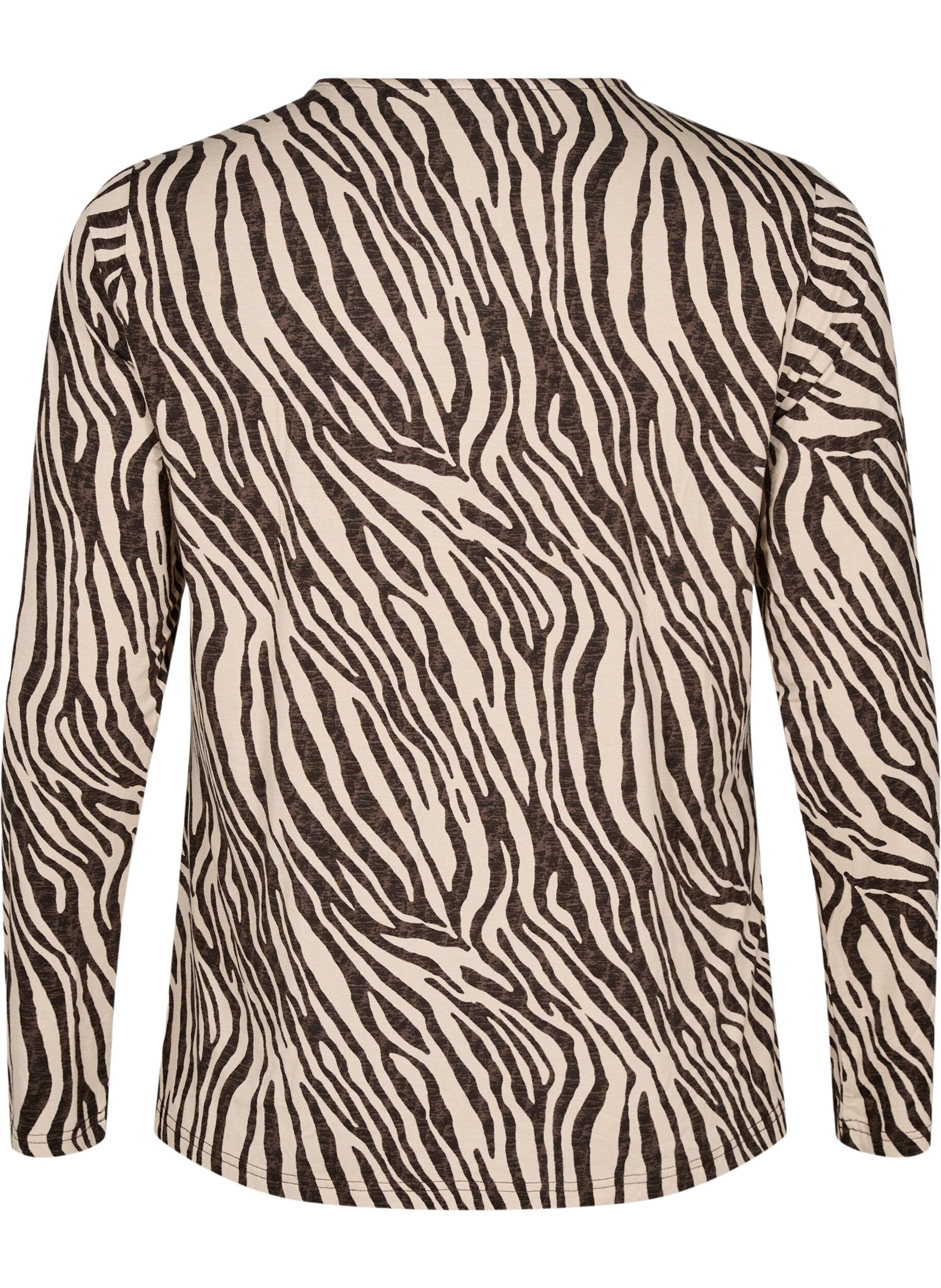 ZizziGestreepte blouse met lange mouwen, Bruin, Packshot image number 1