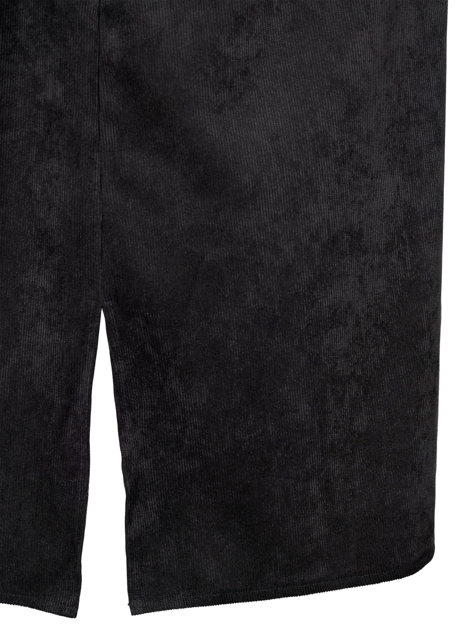 ZizziCorduroy jurk met driekwartmouwen en knopen, Black, Packshot image number 2