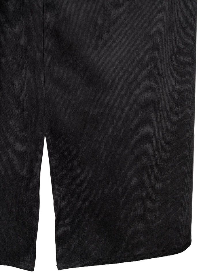 Robe en velours côtelé avec manches 3/4 et boutons, Black, Packshot image number 2