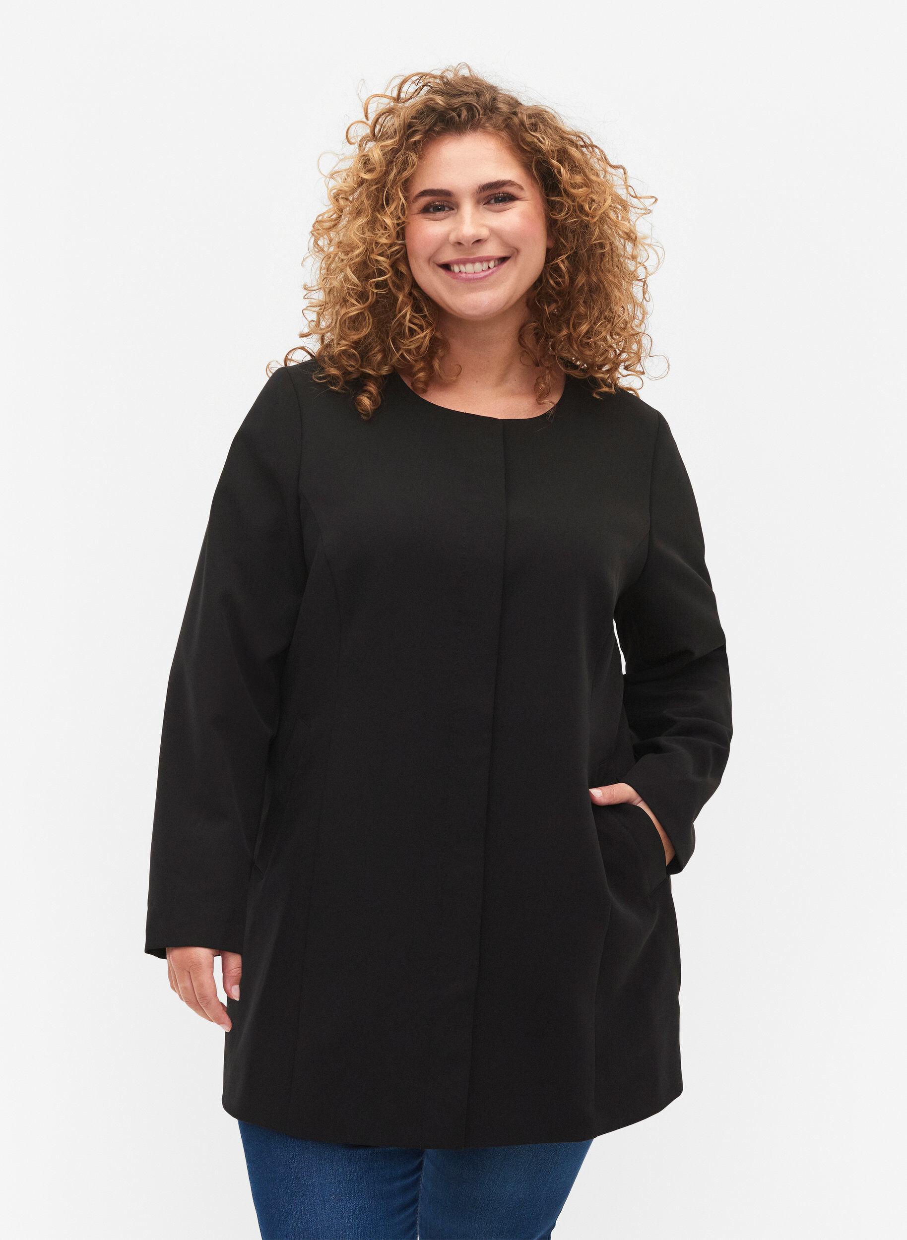 Zizzi Veste l&eacute;g&egrave;re et classique de printemps, Black, Model image number 0