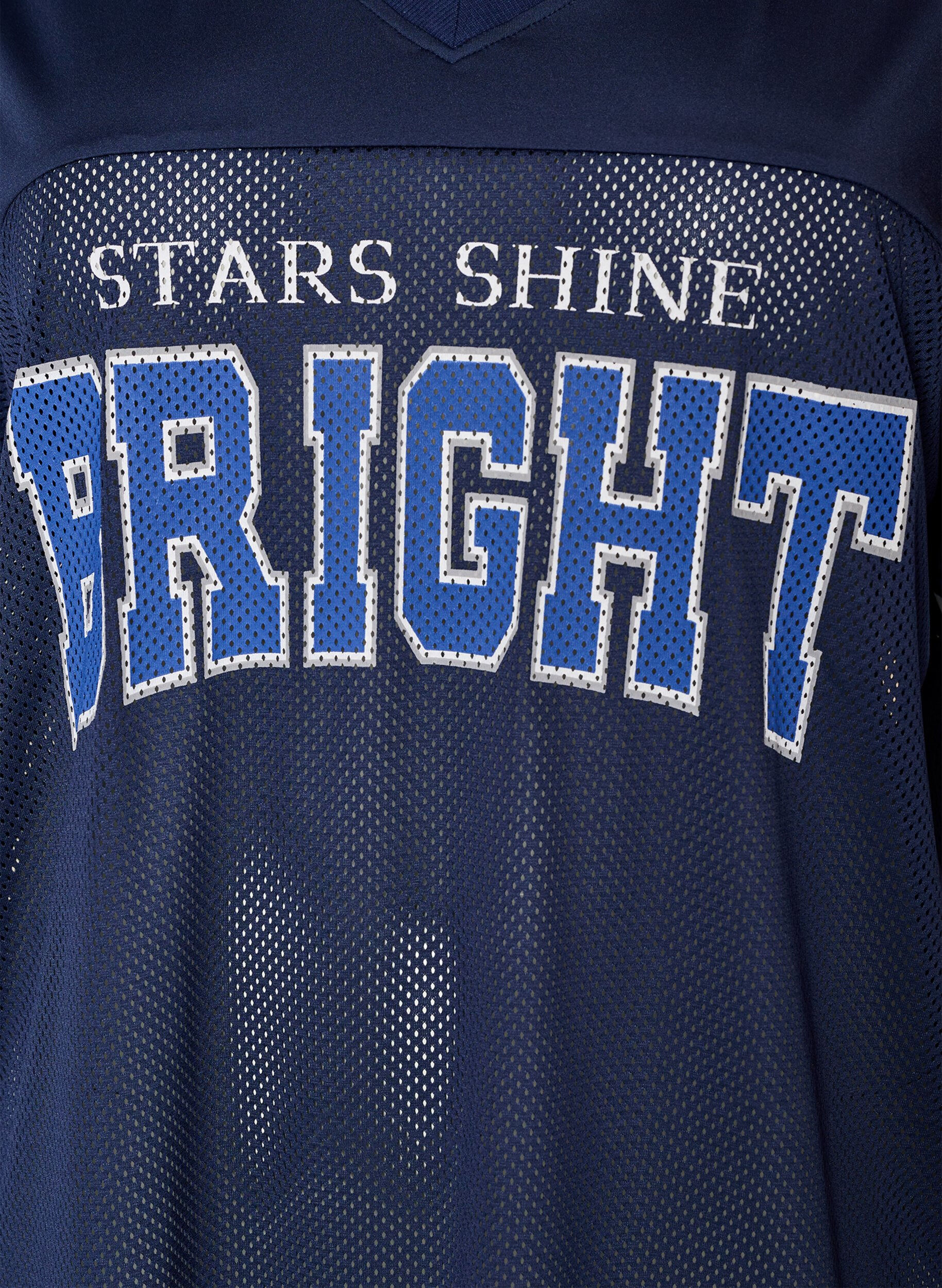 ZizziT-shirt de sport avec col V et imprim&eacute; sur le devant, Bleu, Packshot image number 2