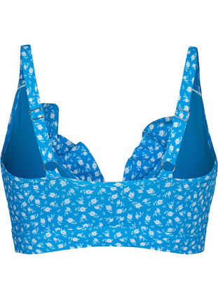 Soutien-gorge de bikini à fleurs avec détails à volants, Blue Flower Print, Packshot image number 1