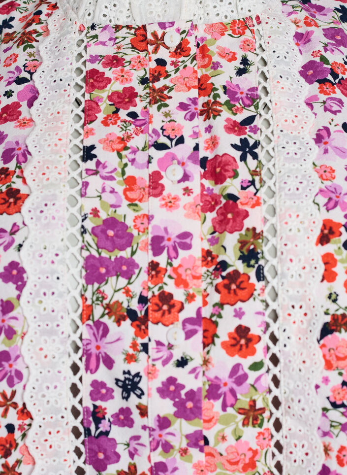 Blouse sans manches en coton avec imprim&eacute; floral et broderie anglaise, Rose, Packshot image number 2