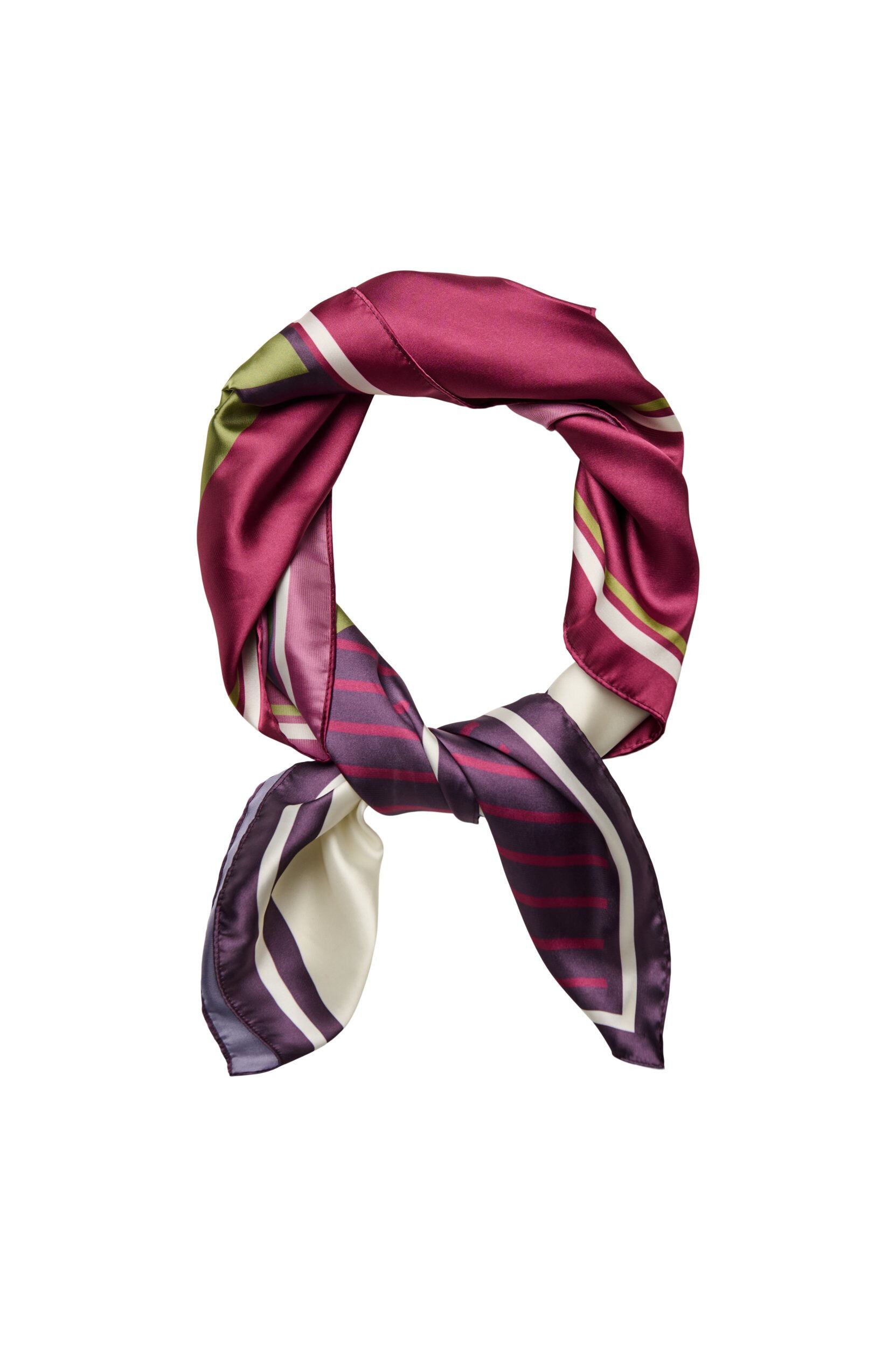ZizziVierkante sjaal met satijnlook en patroon, Paars, Packshot image number 0
