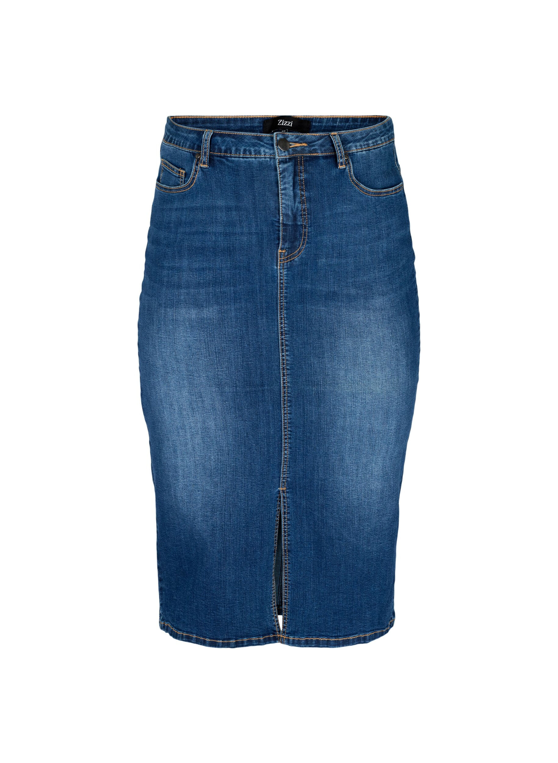 ZizziDenim midi-rok met split, Blauw, Packshot image number 0