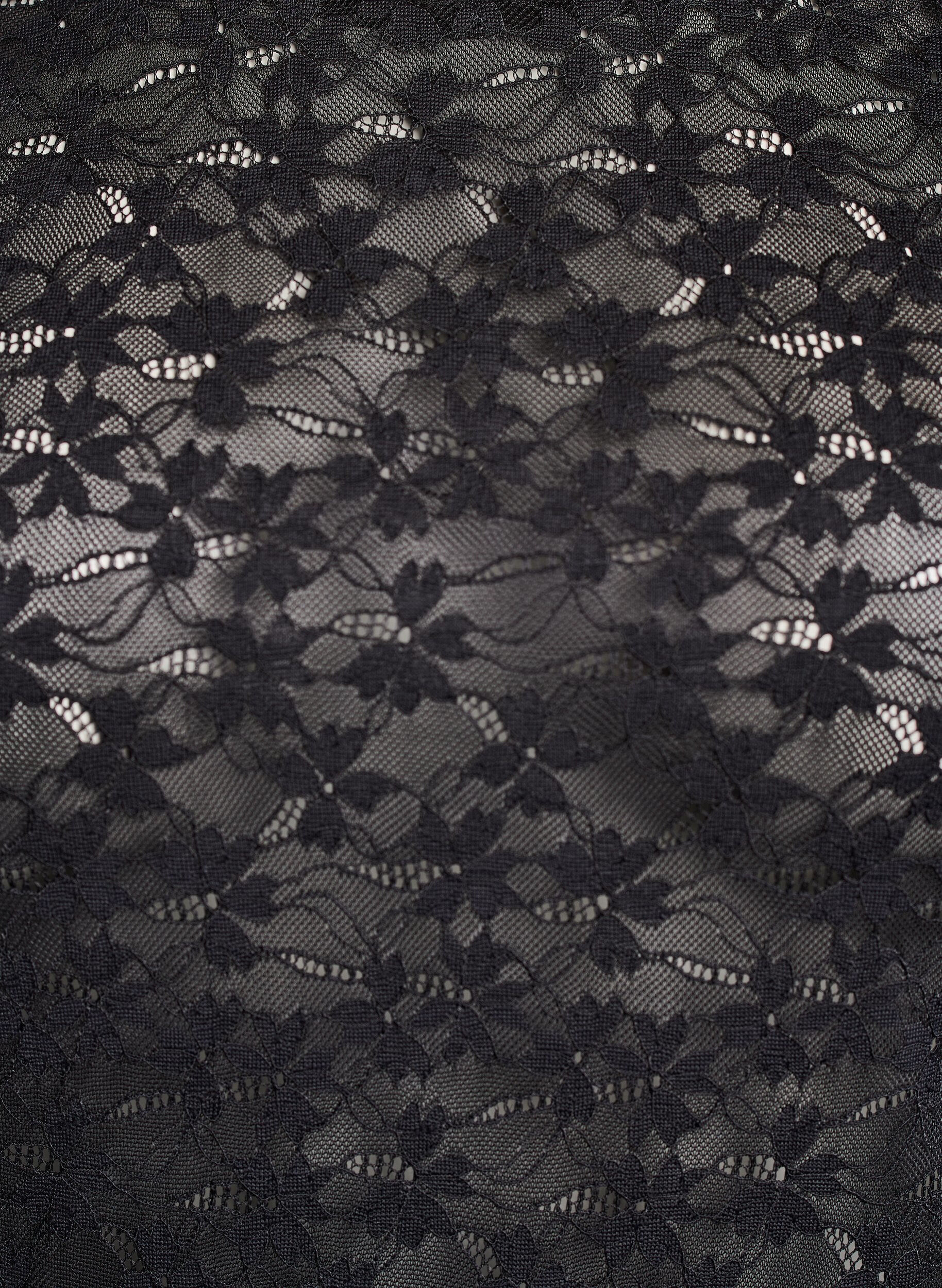 ZizziKanten blouse met ronde hals en strakke pasvorm, Zwart, Packshot image number 2