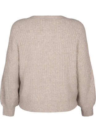 Cardigan mélangé en tricot côtelé, Simply Taupe Mel., Packshot image number 1