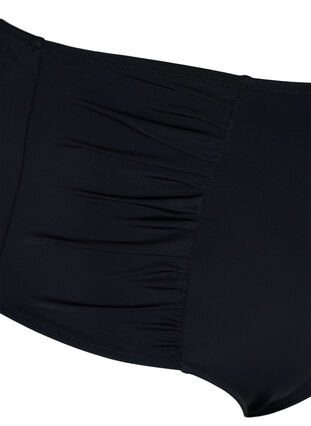 Bas de bikini taille haute avec drapage, Black, Packshot image number 2