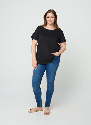 T-shirt en coton manches courtes, Black w. Love, Model image number 2