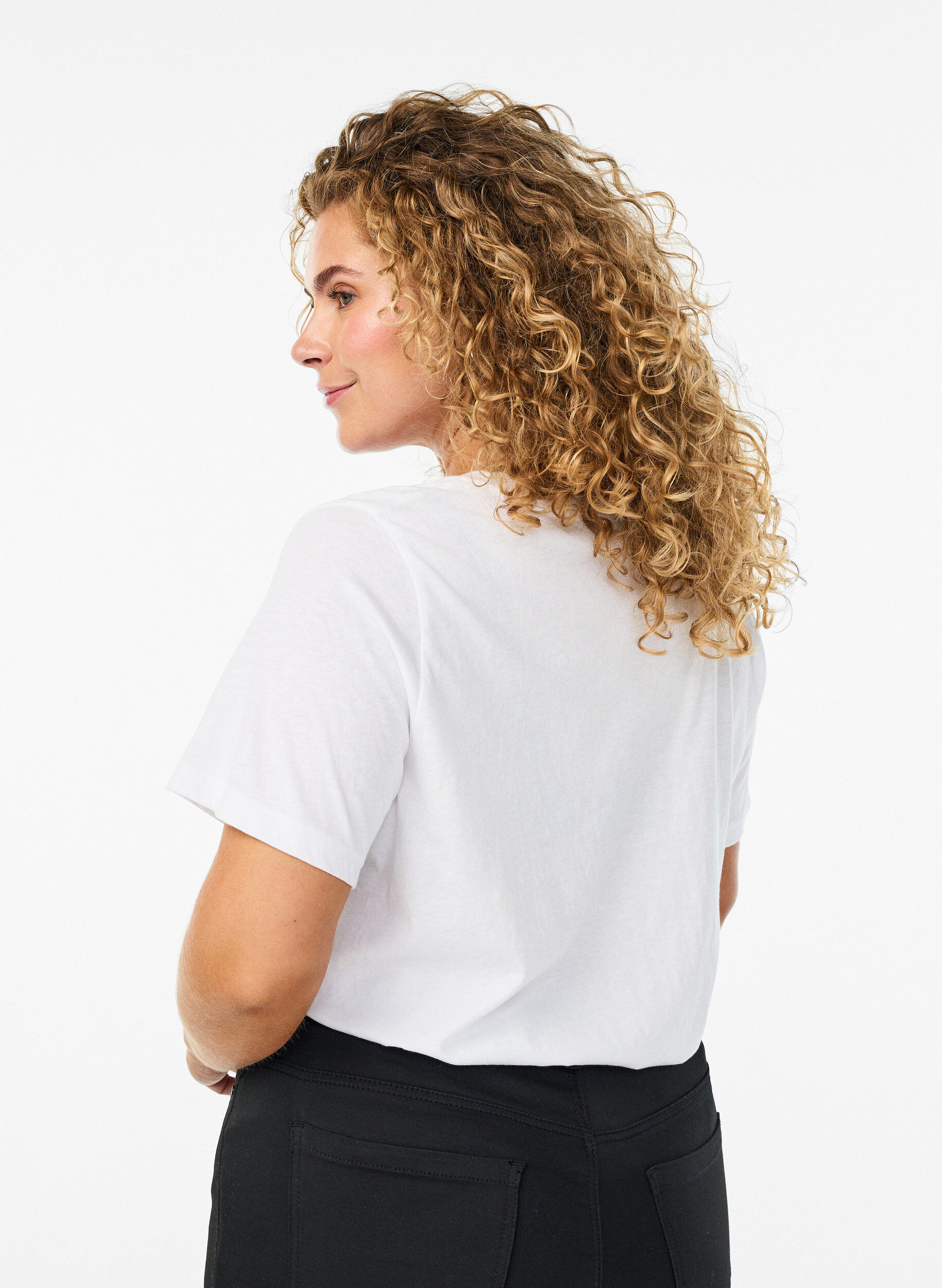 ZizziT-shirt met korte mouwen en v-hals, Wit, Model image number 2