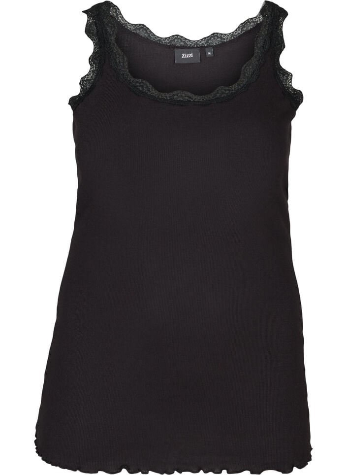 Top met kant, Zwart, Packshot image number 0